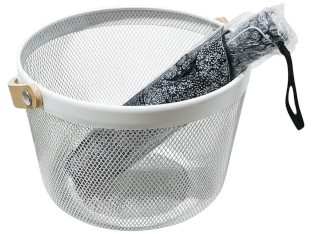 Корзина с ручкой, железо крашеное, дерево, 25,5×17,5см