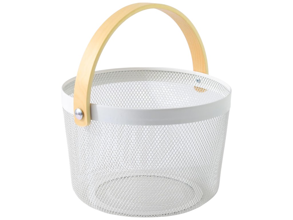 Корзина с ручкой, железо крашеное, дерево, 25,5×17,5см