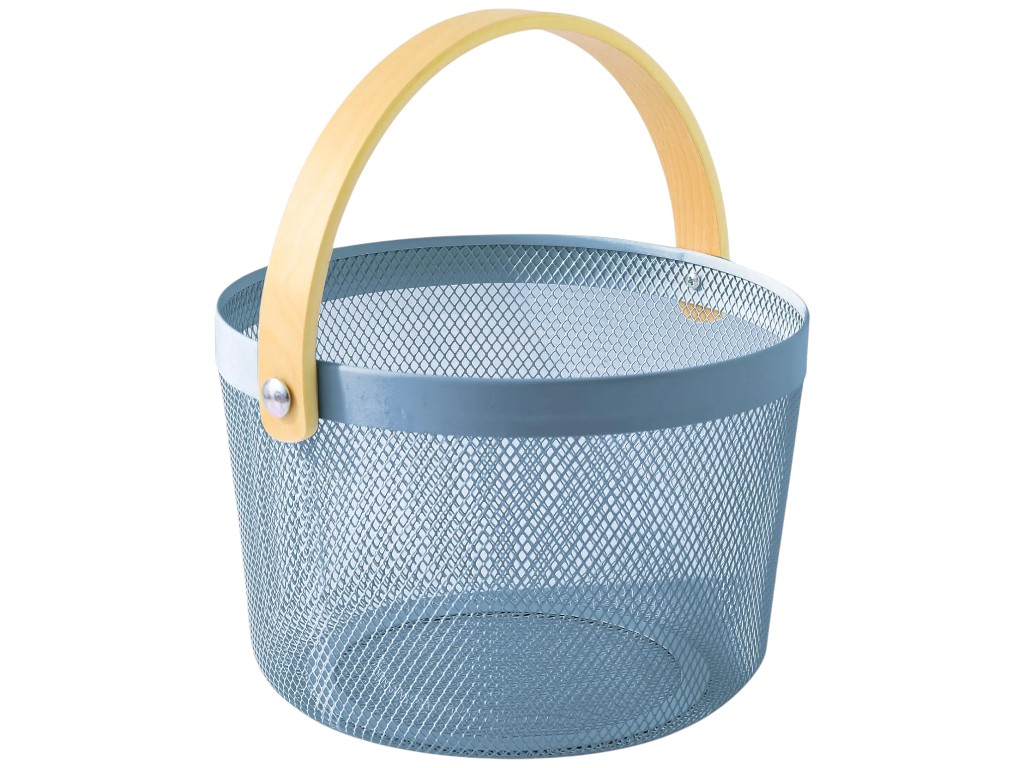 Корзина с ручкой, железо крашеное, дерево, 25,5×17,5см