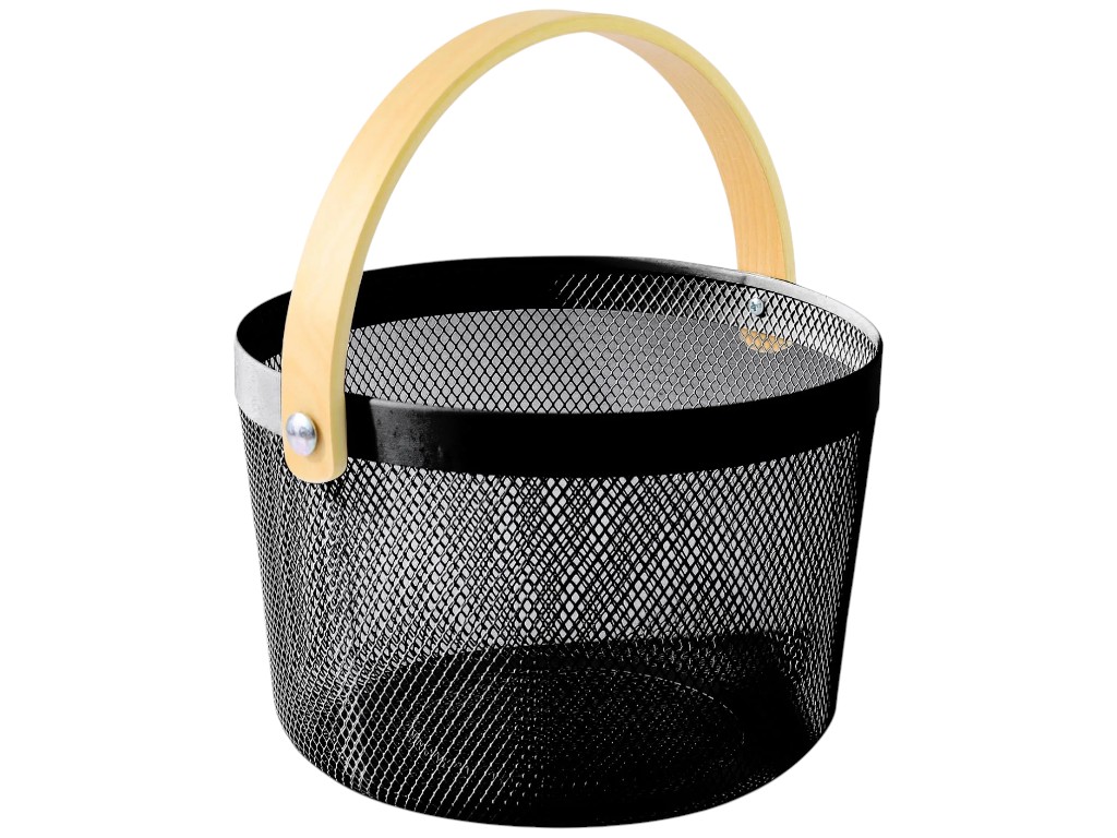 Корзина с ручкой, железо крашеное, дерево, 25,5×17,5см