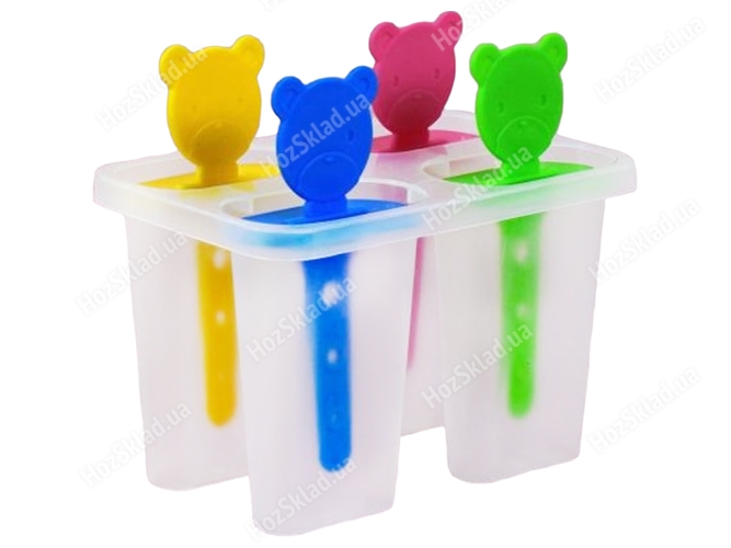 Формы для мороженого Мишка, 13,5x11,5x8,5см (цена за набор 4шт)