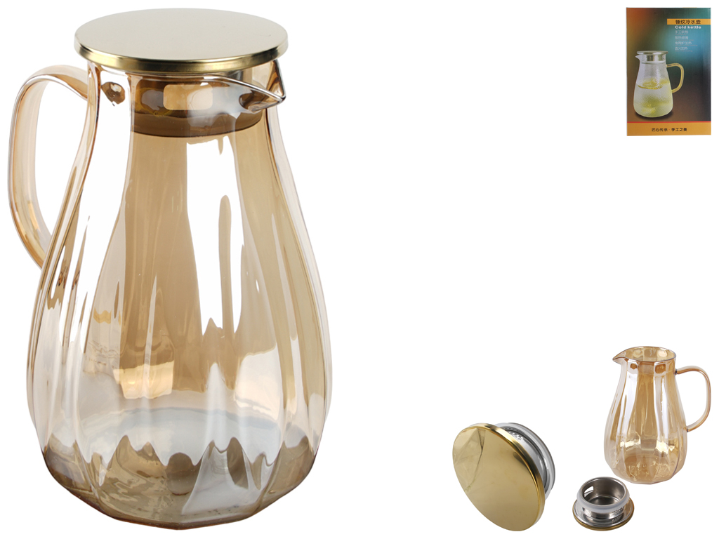 Графин стеклянный с крышкой, 1,8л