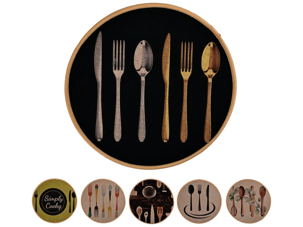 Подставка под горячее Cooking, полиэстер, резина, 30см, 6 дизайнов (цена за 1шт)