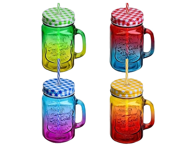 Чашка-банка с закручивающейся крышкой и трубочкой Ice cold Drink, 450мл