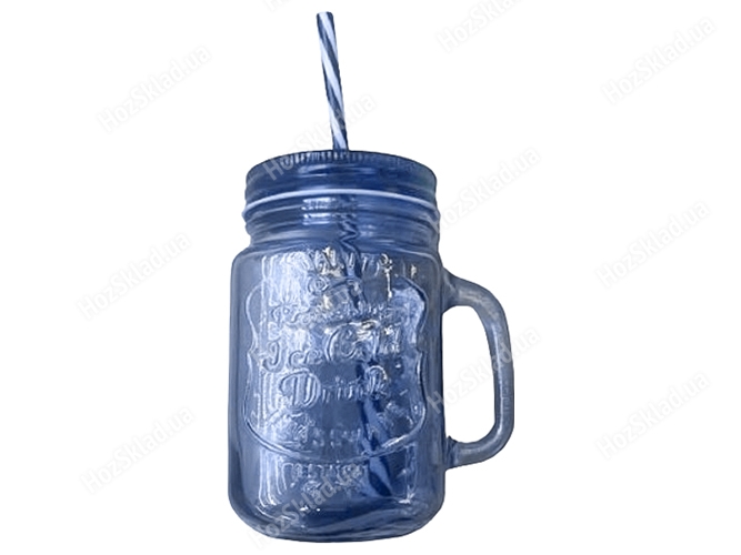 Чашка-банка Ice cold Drink, с крышкой и трубочкой, 450мл 