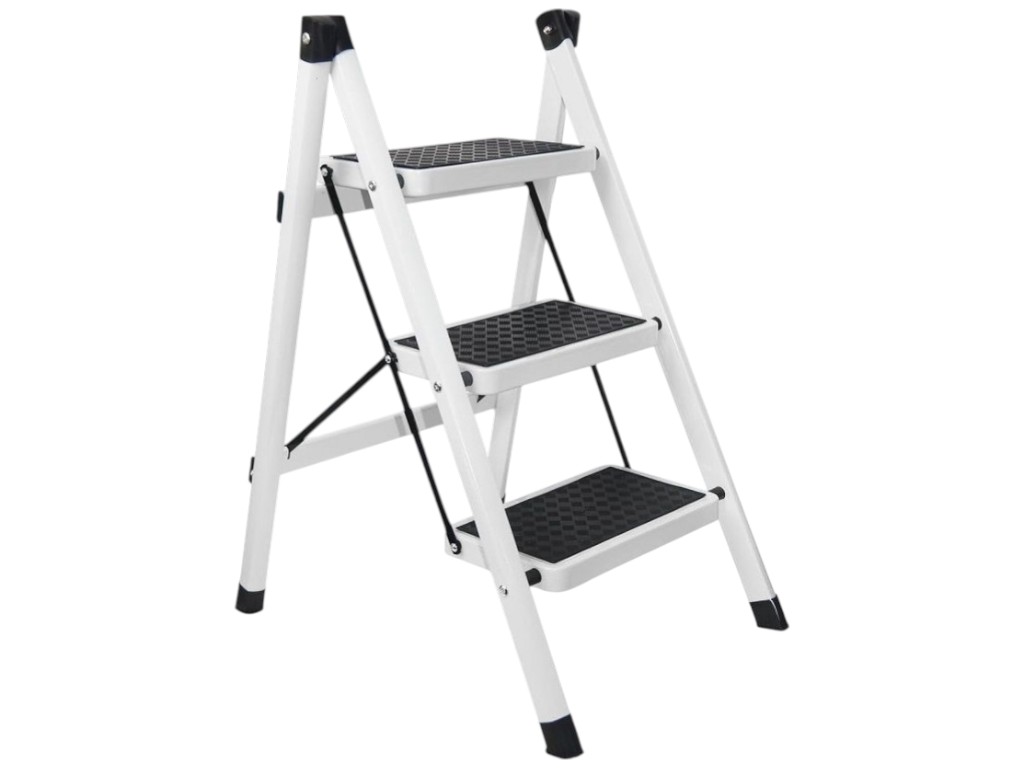 Лестница складная, 3-ярусная, металл, пластик, 41×80см, цвет белый