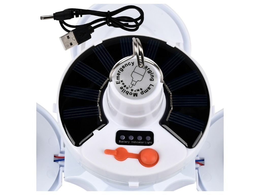 Фонарик-лампа LED подвесной аккумуляторный, солнечная панель, USB, 800mA