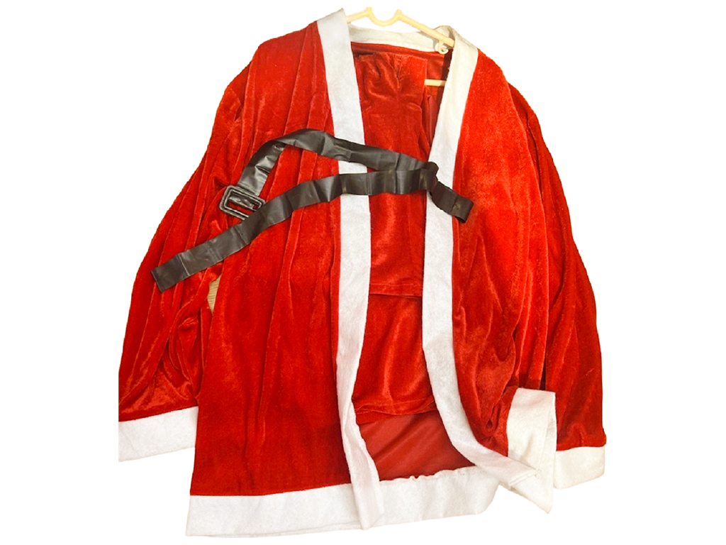 Костюм Санты на рост 1,8м-1,9м, штаны, кофта, шапка, борода, пояс (цена за набор 5 предметов)