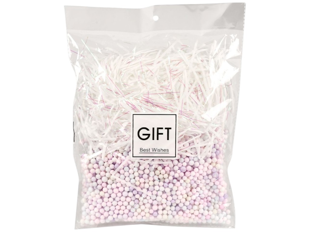 Наполнитель декоративный для подарочных коробок, пенопласт, бумага, 40г, цвет бело-розовый