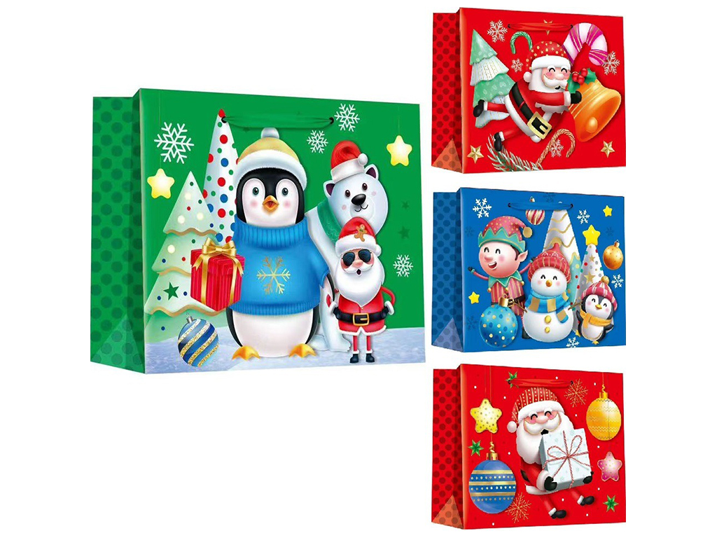 Пакет новогодний бумажный M Santa&Co, 30х25х12см