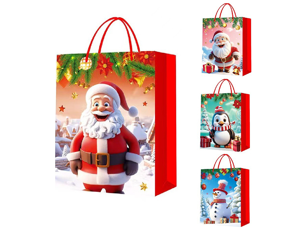 Пакет новорічний паперовий M Santa&Co 3D, 26х32х12см