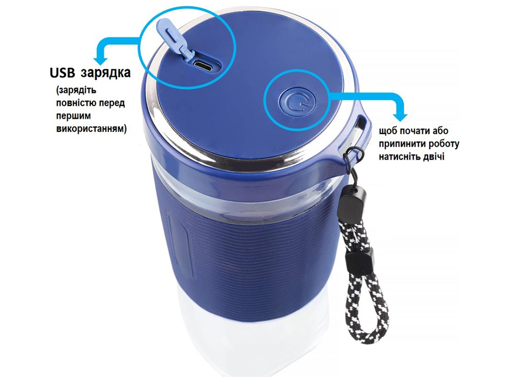 Пляшка-блендер портативна USB, 450мл