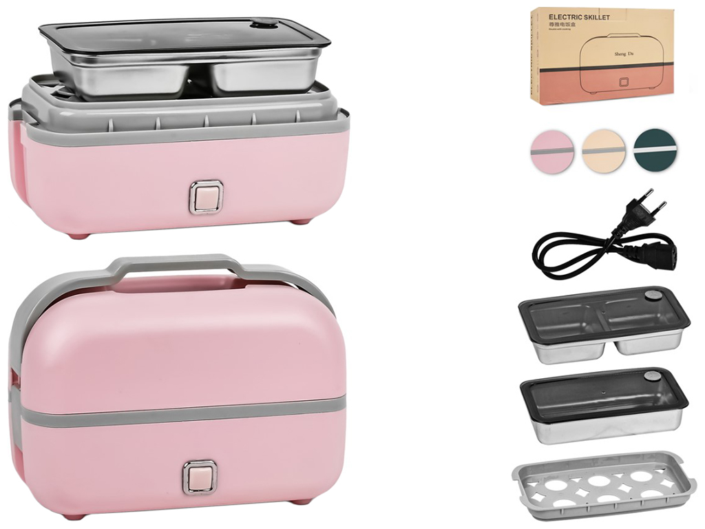 Ланч-бокс электрический с подогревом, 25х13см