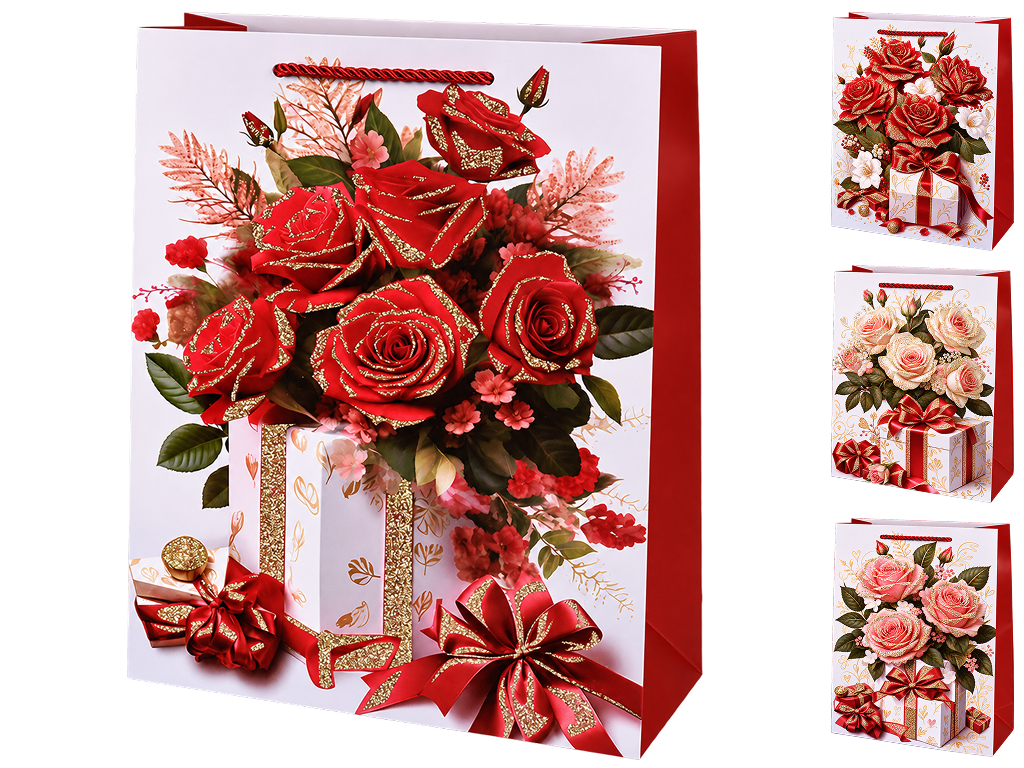 Пакет подарочный бумажный Flowers L с ручками, 30×41,5×12 см, 4 дизайна (цена за 1шт) Пакет подарочный бумажный Flowers L с ручками, 30×41,5×12 см, 4 дизайна (цена за 1шт)