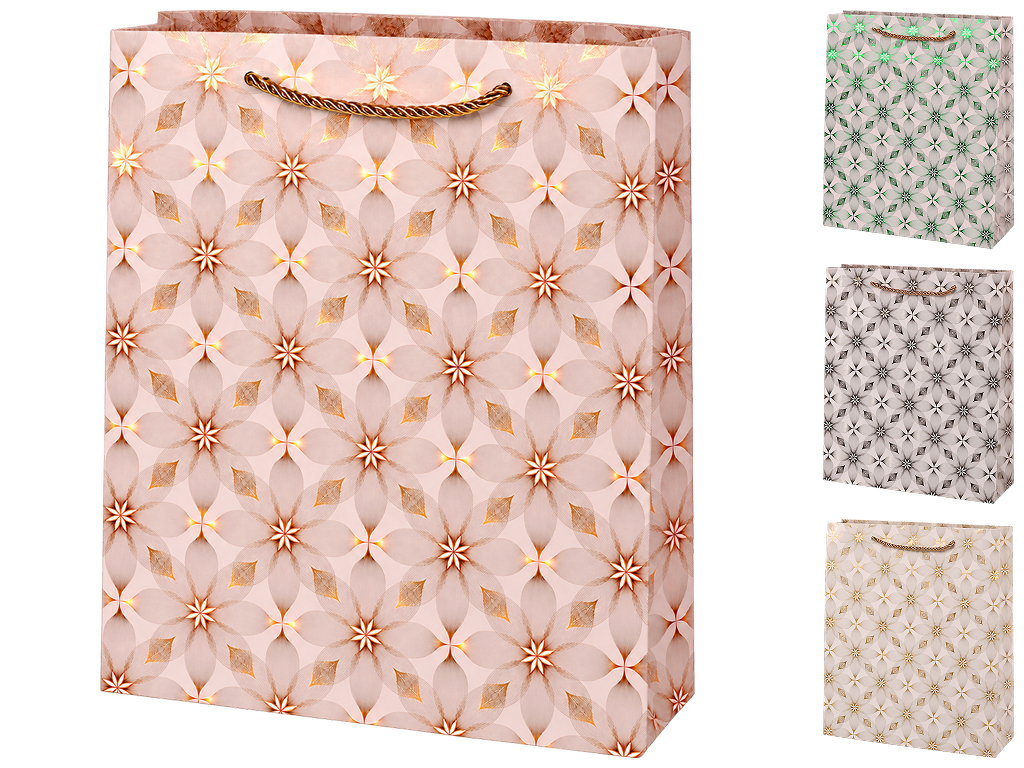 Пакет подарочный бумажный Floral pattern S с ручками, 18×23×10 см, 4 дизайна (цена за 1шт)