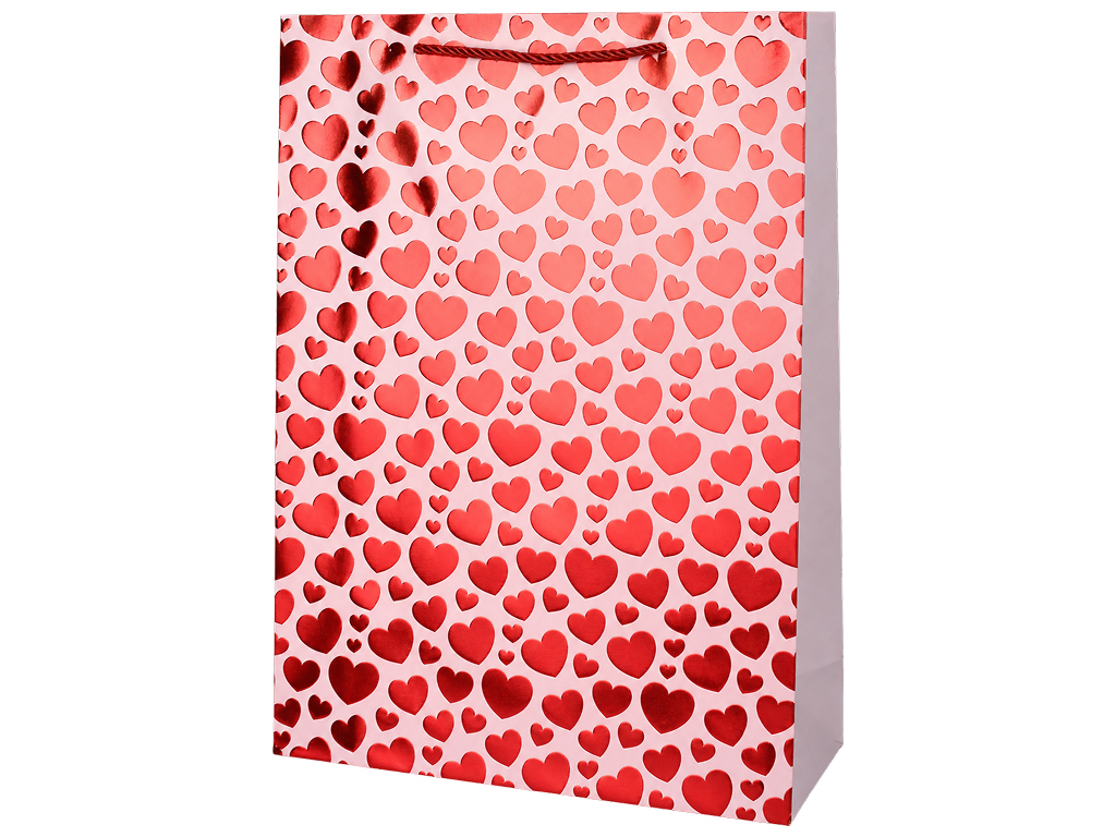 Пакет подарочный бумажный Hearts S с ручками, 18×23×10 см, 4 дизайна (цена за 1шт)