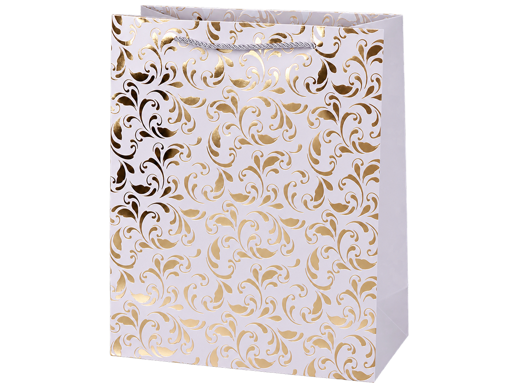 Пакет подарунковий паперовий Charm M з ручками, 26×32×12 см, 4 дизайни (ціна за 1шт)