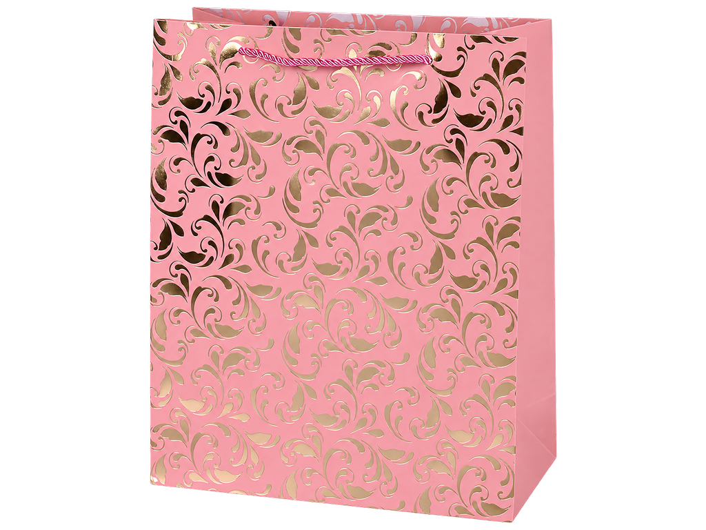 Пакет подарунковий паперовий Charm M з ручками, 26×32×12 см, 4 дизайни (ціна за 1шт)