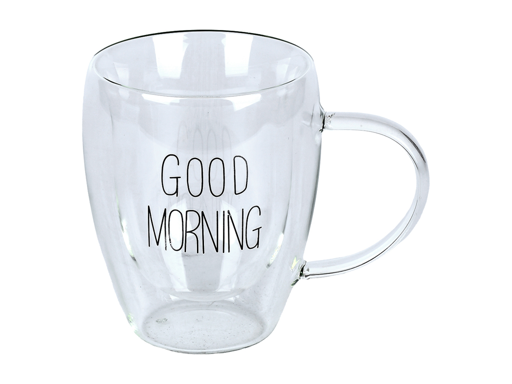 Чашка скляна з подвійною стінкою Good morning, 350мл