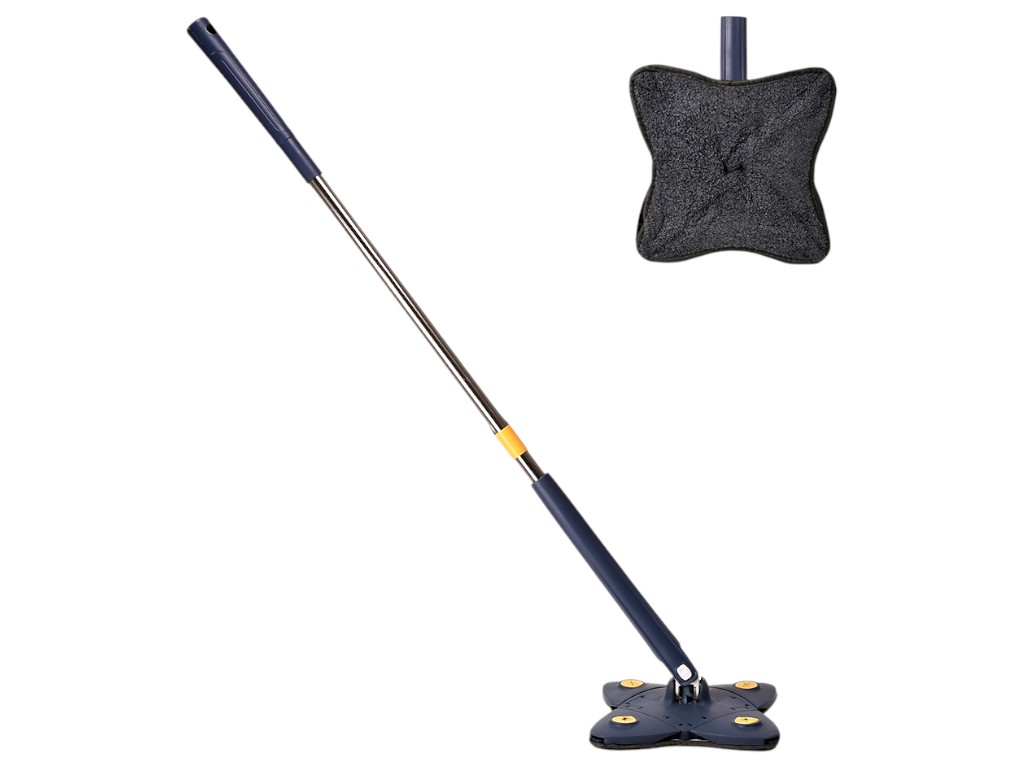 Швабра універсальна з віджимом, пластик та нержавіюча сталь, довжина 110см, колір синій