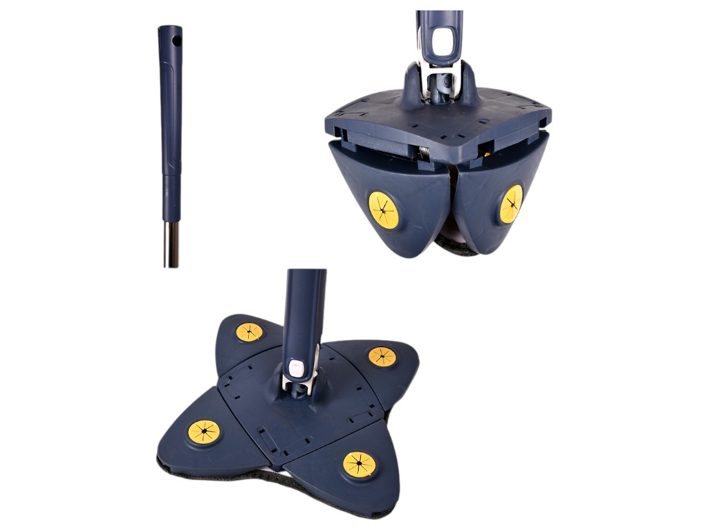 Швабра універсальна з віджимом, пластик та нержавіюча сталь, довжина 110см, колір синій