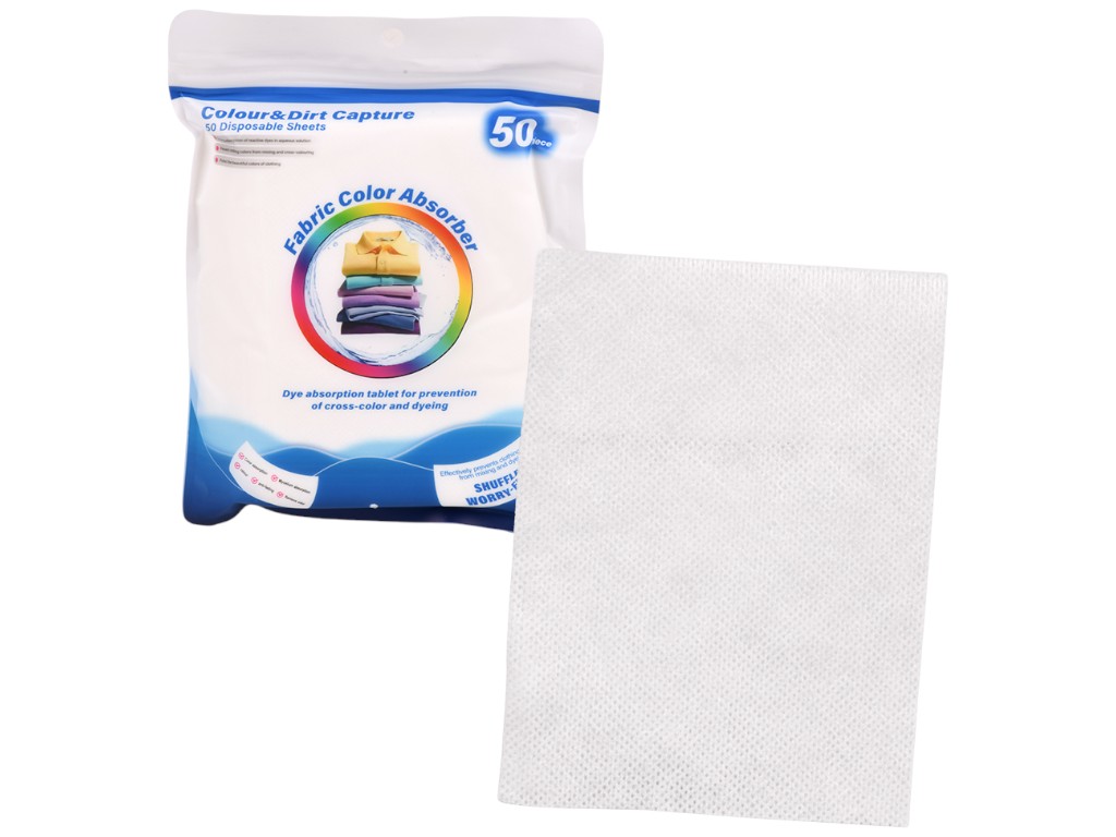 Салфетки для стирки цветопоглощающие, нетканое волокно, 10×13,5см, 50шт/уп