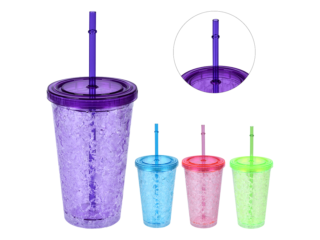 Стакан с крышкой и трубочкой Ice drink, 450мл