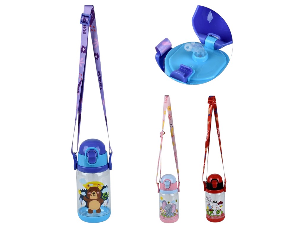 Бутылка-поилка детская с трубочкой/ремешком, 500мл