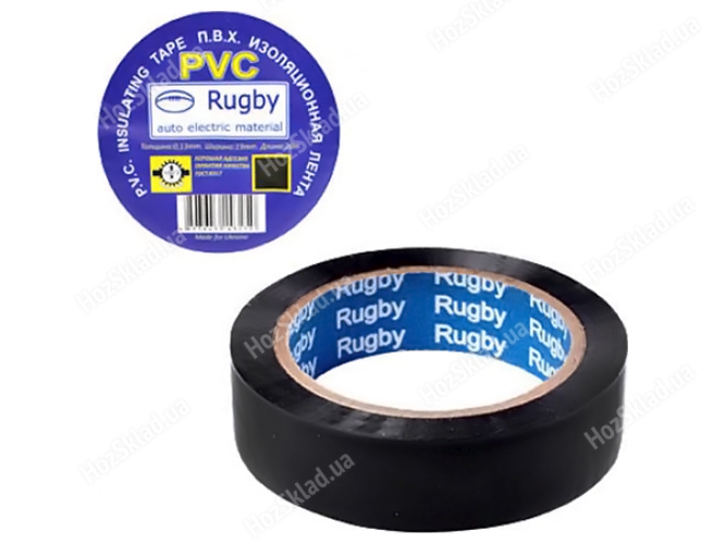 Изолента Rugby ПВХ, черная, 25м