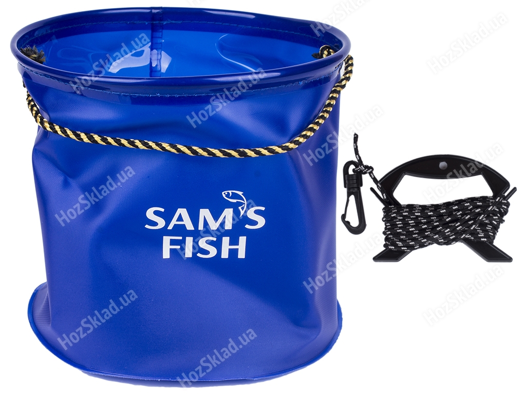 Ведро рыболовное ЭВА Sams Fish 25х25см 10л, веревка 4,9м (цвета ассорти)
