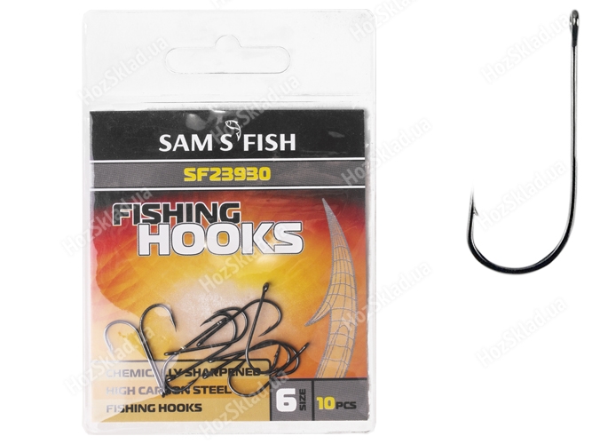 Крючок рыболовный длинное цевье Sams Fish №6 2,2х0,85см (цена за упаковку 10шт)