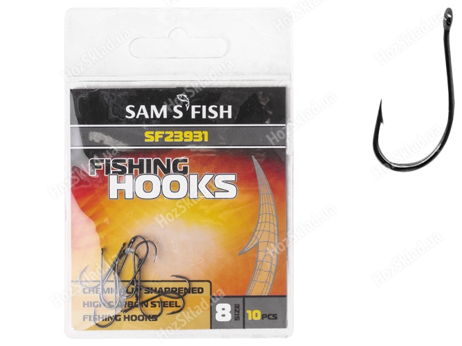 Гачок рибальський довга цівка Sams Fish №8 1,8х0,7см (ціна за упаковку 10шт)