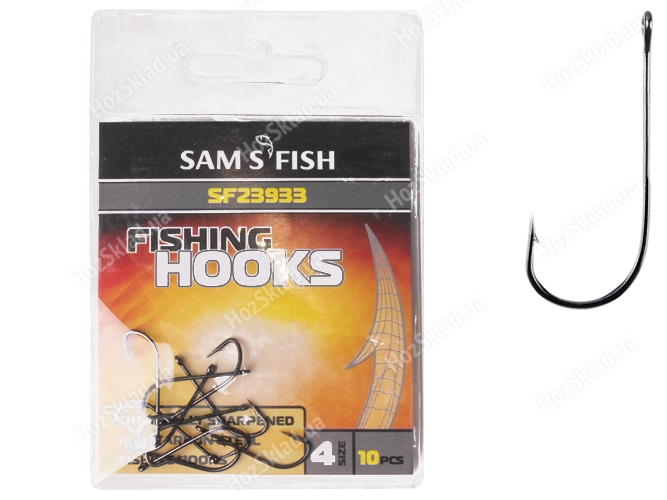 Гачок рибальський довга цівка Sams Fish Вигин №4 2,4х0,8см (ціна за упаковку 10шт)