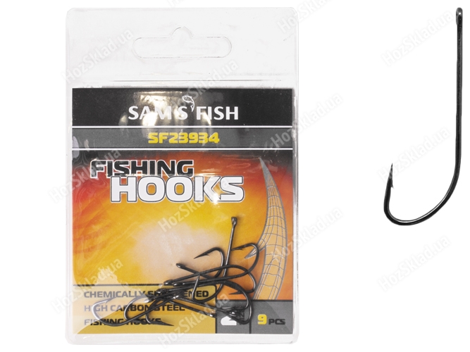 Гачок рибальський довга цівка Sams Fish Вигин №2 2,7х0,9см (ціна за упаковку 9шт)