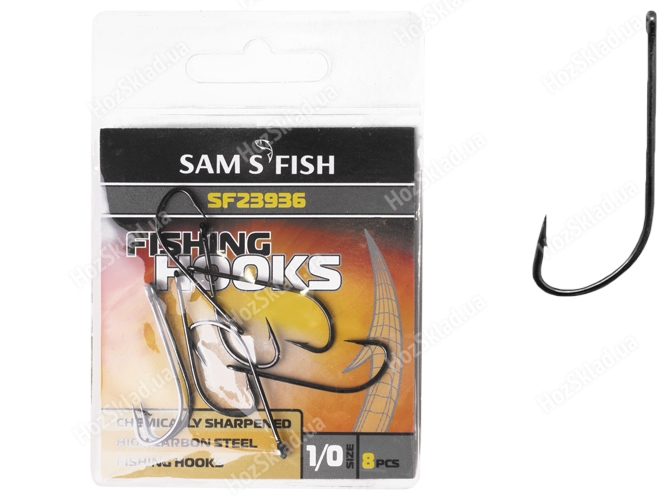 Крючок рыболовный длинное цевье Sams Fish Изгиб №1/0 3,3х1,1см (цена за упаковку 8шт)
