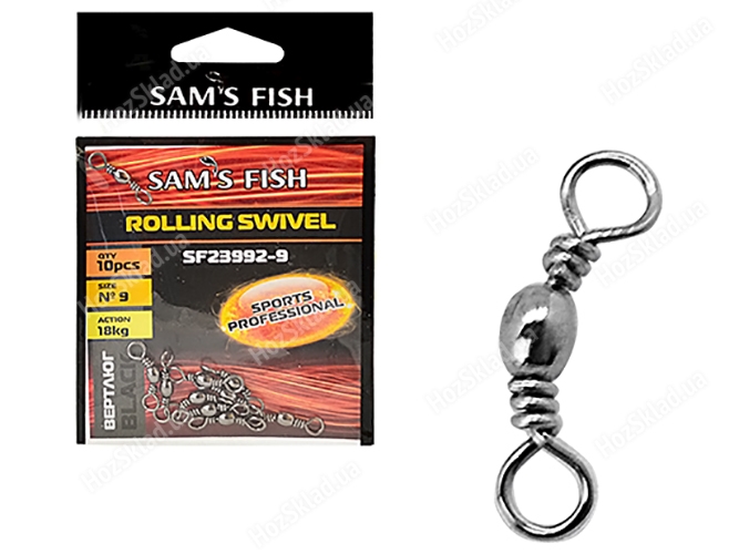 Набор Вертлюг Sam's fish Black №14 10кг 10шт
