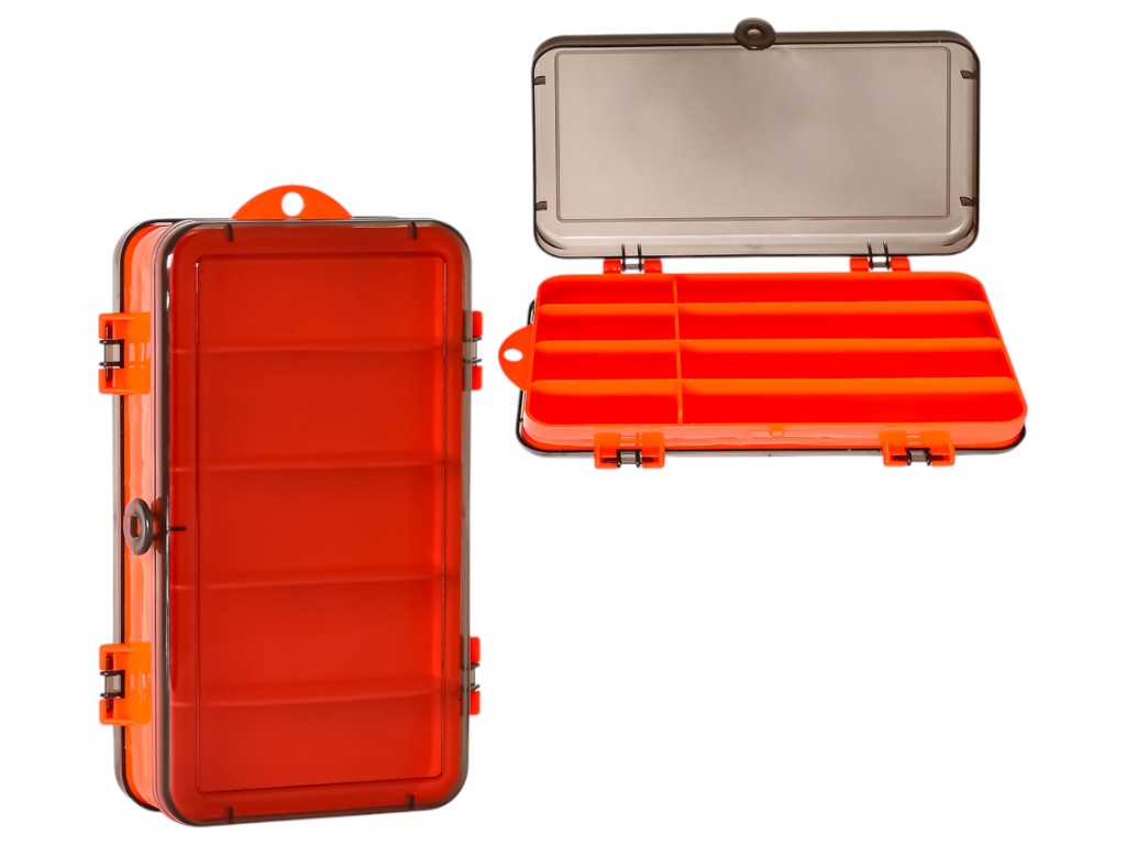 Коробка для снастей, пластик, 5 отделений, 18x10x4,5см, цвет оранжевый