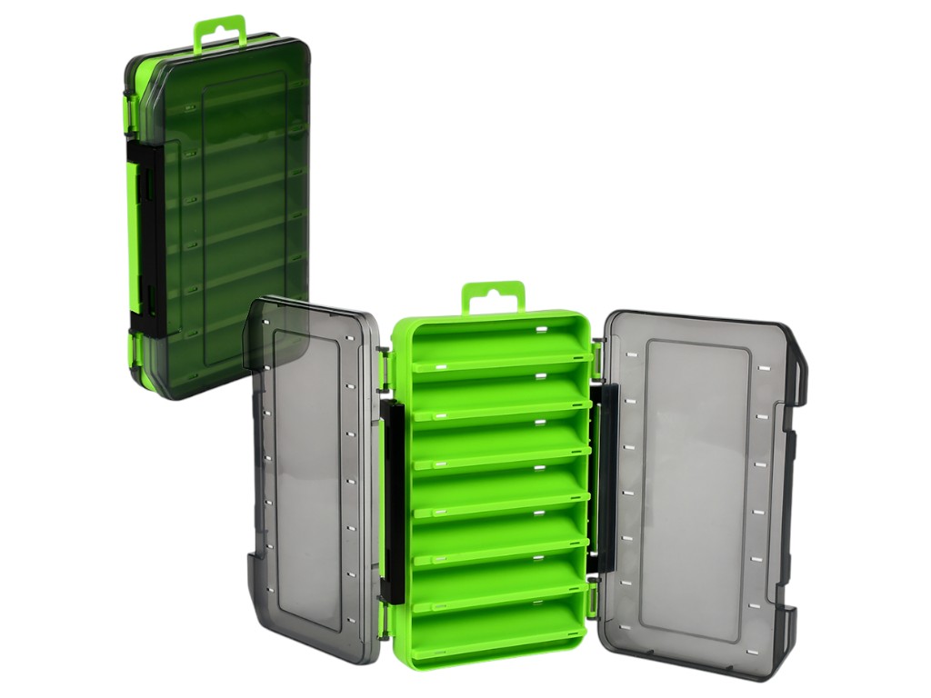 Коробка для снастей, 6 отделений, пластик, 20x13,5x3,5см, цвет зеленый
