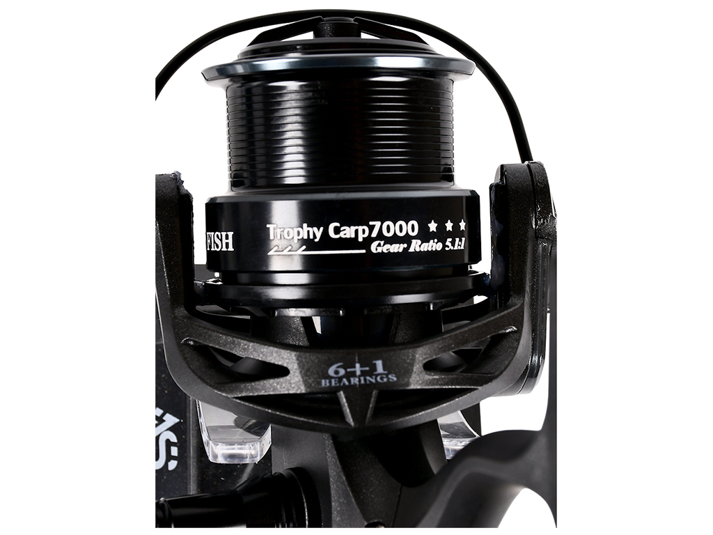 Катушка карповая с бэйтранером Trophy carp, 7000 6+1bb 5.1:1 2 шпули метал./графит