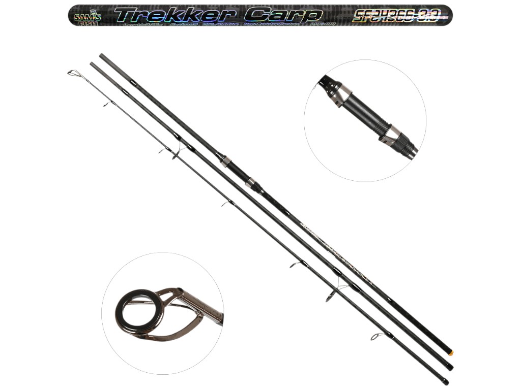 Спінінг короповий штекерний Trekker Carp, карбон, 3,3м, 180г, колір чорний