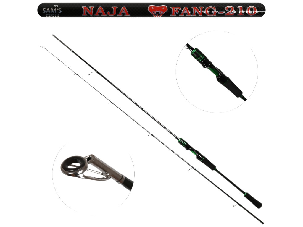 Спиннинг штекерный лайт Naja, на хищника, микс карбон, 2,1м, тест 2–22г, цвет черно-зеленый