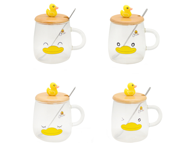 Чашка с бамбуковой крышкой и ложкой Duck 450мл