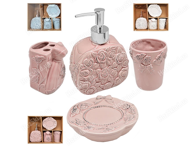 Набор для ванной керамический Flower dress (цена за набор 4 предмета)