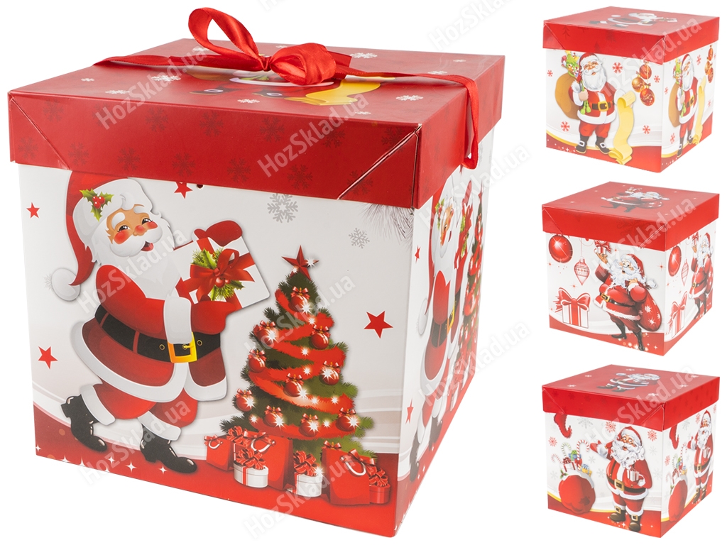 Коробка новорічна картонна Santa M 15см