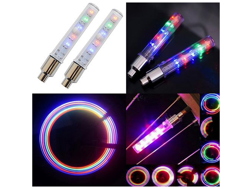 Ковпачок на ніпель світлодіодний для велосипеда, 9см (ціна за набір 2шт)