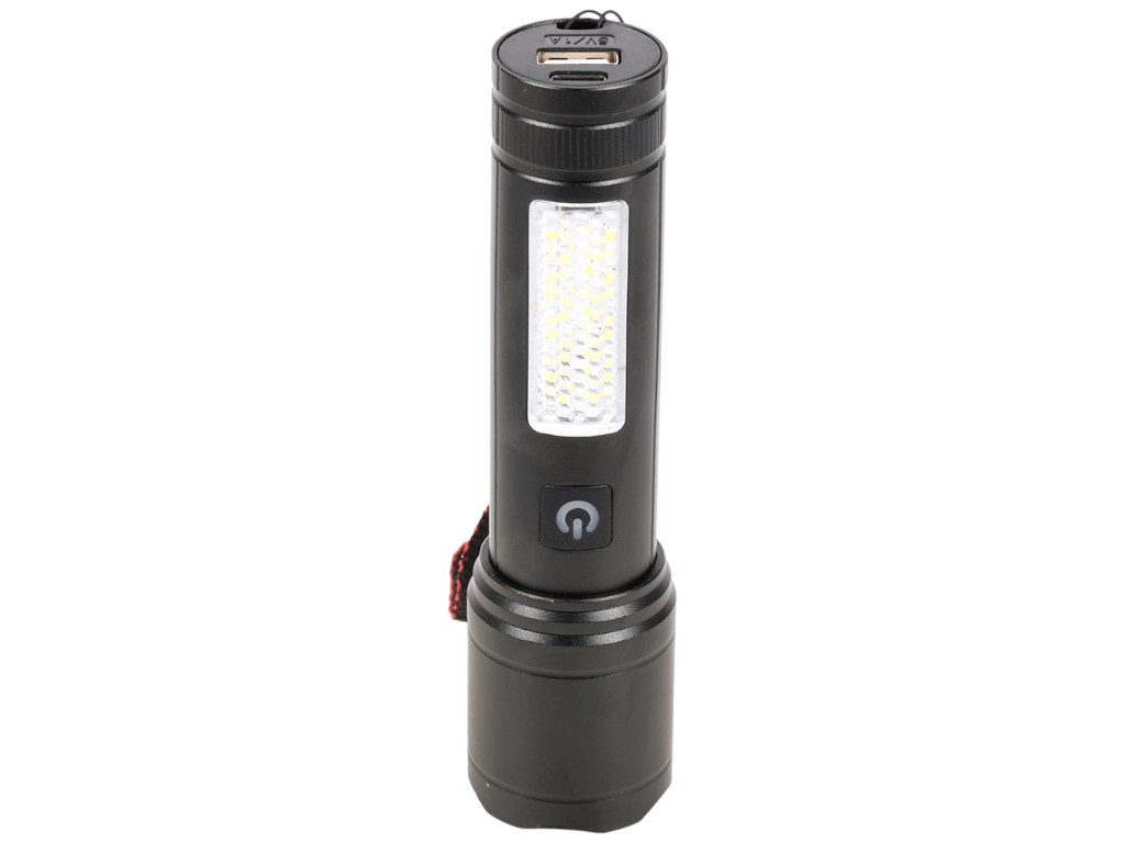 Фонарик аккумуляторный, USB, 4 режима, сплав алюминия, пластик, 14×3,5×3,5см, цвет черный