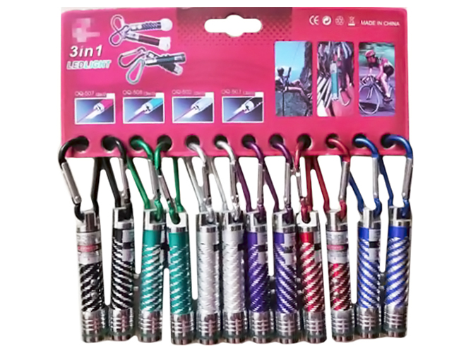 Фонарик-лазер светодиодный 2led, 7,5см, с батарейками 3шт