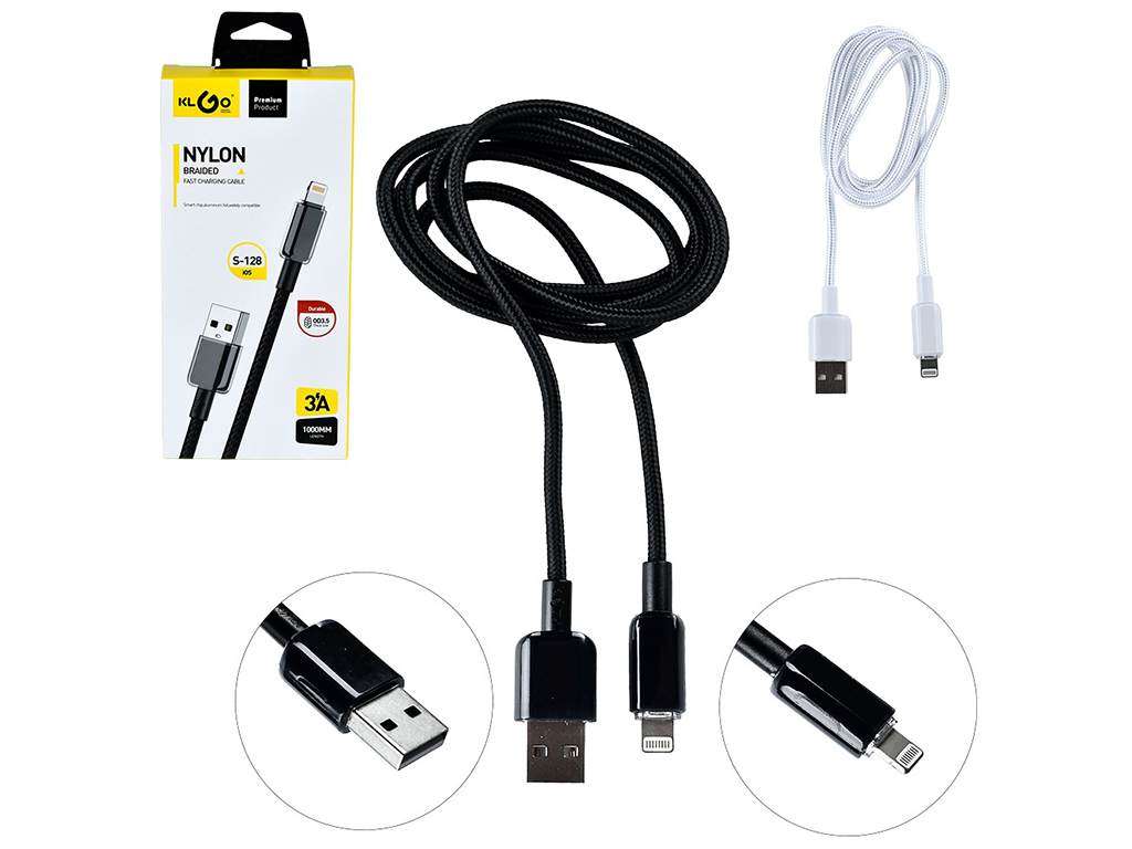 Кабель KLGO USB to Lightning 3A 1.0м