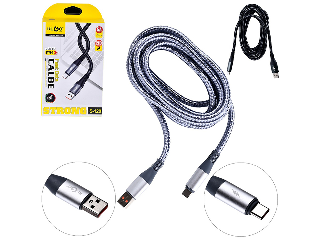 Кабель KLGO USB to Type-C 2.0м (5V/4.5A 22.5W,10V/4A 40W)
