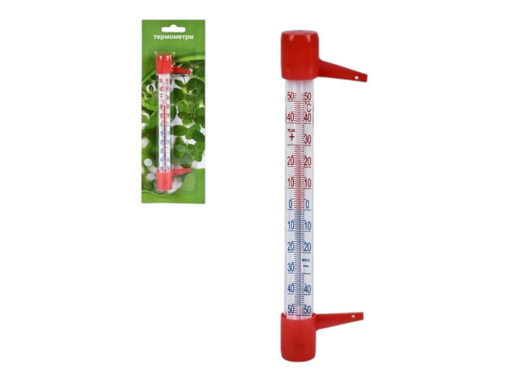 Термометр оконный, 19 см, вертикальный, пластиковый корпус